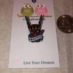 Dream On Rock On Pin Brooch Halloween